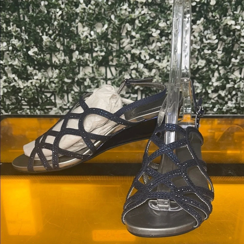 Bandolino Blue Wedge Sandals with Strappy Design
